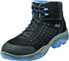A single black and blue work boot is shown against a white background. Produktbild-Vorschau