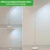 A collage of a white LED floor lamp in different positions and heights, with a green banner at the top. Anteprima dell’immagine prodotto
