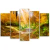 Tableau en toile 5 pièces forêt automne nature 200 x 100 cm Voir les images du produit 2