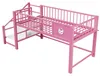 Hochbett 90 x 200 cm aus Metall mit Stauraumleiter – Produktbild-Vorschau 5