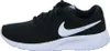 A side view of a black Nike Tanjun sneaker with a white sole and a white Nike swoosh logo. Podgląd zdjęcia produktu
