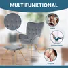 A gray armchair and ottoman are shown with inset circular images depicting different uses of the chair. Náhľad obrázku produktu