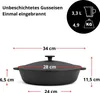 Ø28 cm Bratpfanne zwei Griffen Deckel Gusseisen Bräter Produktbild-Vorschau 4