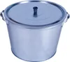 A silver metal pot with a lid and handles, isolated on a white background. Produktbild-Vorschau