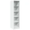 A tall, narrow, white bookshelf with five shelves against a white background. Voir les images du produit