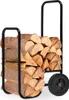 A black metal firewood cart filled with logs, shown against a white background. Anteprima dell’immagine prodotto