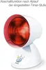 A white infrared lamp with a red heating element is shown against a white background. Text is present at the top of the image. Produktbild-Vorschau