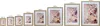 A collection of picture frames of various sizes arranged in a row. Produktbild-Vorschau