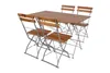 A wooden table and four chairs set against a white background. Produktbild-Vorschau