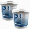Two white buckets of filter granules for water filters, placed diagonally on a white background. Produktbild-Vorschau