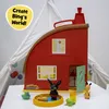 A toy house with figures and accessories on a table, with a teepee in the background. Náhľad obrázku produktu