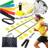A collection of soccer training equipment arranged on a white background, with a runner in the midground. Náhled obrázku produktu