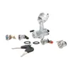 A collection of car ignition lock cylinders and keys, laid out on a white background. Podgląd zdjęcia produktu