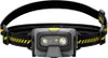 A headlamp with a black and yellow striped strap is shown against a white background. Anteprima dell’immagine prodotto