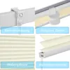 A collage of four close-up images showcasing different features of a pleated blind. Produktbild-Vorschau