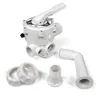 A white multi-way valve and its associated plumbing components are arranged on a white background. Produktbild-Vorschau