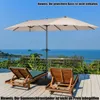 A patio umbrella and two lounge chairs on a deck overlooking the ocean. Anteprima dell’immagine prodotto