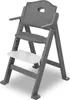 A gray high chair with a white tray is shown against a white background. Produktbild-Vorschau