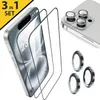 A product shot of screen protectors and camera lens protectors for an iPhone 14 Pro, with a yellow graphic overlay. Produktbild-Vorschau