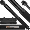 A black torque wrench and its accessories are displayed against a white background. Voir les images du produit