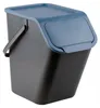 A black kitchen bin with a blue lid and handle, shown from a slightly elevated side angle against a white background. Produktbild-Vorschau