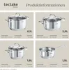 tectake® Kochtopfset Bologna 7-teilig, aus Edelstahl, für Produktbild-Vorschau 6