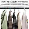 Several garments are hanging on a rack with hooks, suggesting a way to keep clothes organized and wrinkle-free. Produktbild-Vorschau