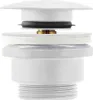 A close-up, studio shot of a white sink drain stopper assembly against a white background. Anteprima dell’immagine prodotto