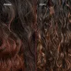 A split image showing a 'before' and 'after' comparison of hair, likely demonstrating the effect of a hair product. Voir les images du produit