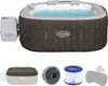 An inflatable hot tub with its accessories laid out below it. Produktbild-Vorschau