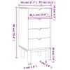 A diagram showing the dimensions of a chest of drawers. Anteprima dell’immagine prodotto