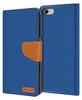 A blue flip case for an iPhone is shown open, revealing the inside. Produktbild-Vorschau