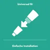 A graphic illustrating the concept of universal fit and easy installation. Produktbild-Vorschau