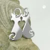Partner Anhänger Katzen 18x21mm Doppel aus 925 Silber Produktbild-Vorschau 2