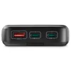 A black power bank with three ports is shown against a white background. Náhľad obrázku produktu