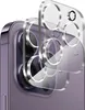A close-up, angled view of a phone camera lens protector being applied to a purple smartphone. Produktbild-Vorschau