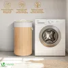 VOUNOT® VOUNOT Wäschekorb Bambus mit Deckel, 58L Rund Produktbild-Vorschau 2
