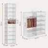 Two views of a modular shoe rack with dimensions indicated. Produktbild-Vorschau