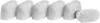 A group of white water filters arranged in a row on a white background, with one filter slightly separated from the rest. Náhled obrázku produktu