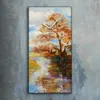 Wandbild Leinwand Bilder mit Uhr 30x60 Malerei Bäume Fluss Produktbild-Vorschau 2