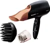 A black and bronze Panasonic hair dryer with two attachments on a white background. Podgląd zdjęcia produktu