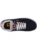 A top-down view of a single navy blue sneaker with a colorful striped lining. Produktbild-Vorschau