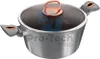 A silver and blue pot with a glass lid and copper accents is shown against a white background. Náhled obrázku produktu