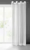 A white sheer curtain hangs on a curtain rod in front of a window. Produktbild-Vorschau