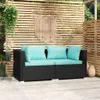 vidaXL 2-Sitzer-Sofa mit Kissen Schwarz Poly Rattan Produktbild-Vorschau 2
