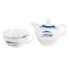 Clayre & Eef Tea for One 400 ml Weiß Blau Porzellan Fische Produktbild-Vorschau 3