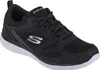 A black Skechers sports shoe with a white sole, shown from the side. Produktbild-Vorschau