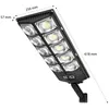 A solar street lamp with multiple LED lights and dimensions indicated. Produktbild-Vorschau
