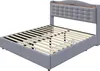 Boxspringbed - 160 x 200 cm, grijs, linnen en metaal, met Productafbeelding-voorbeeld 11