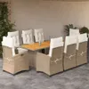 9-tlg. Garten-Essgruppe mit Kissen Beige Poly Rattan Produktbild-Vorschau 2